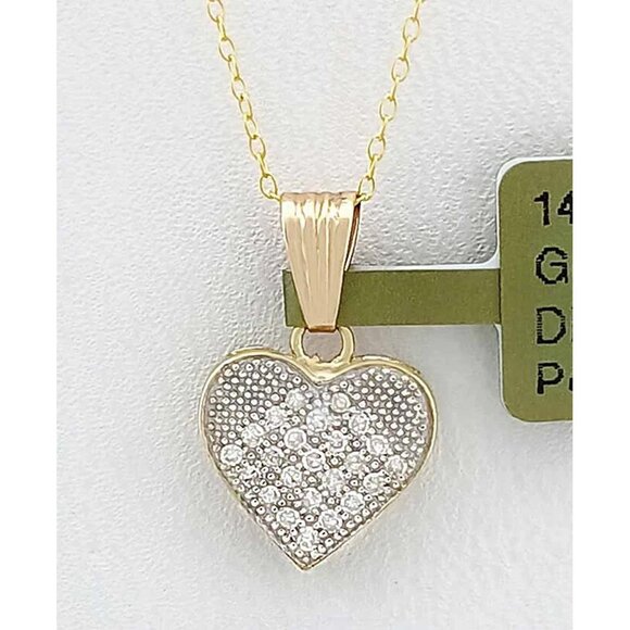 Genuine Diamond Pendant Solid 14k Yellow Gold